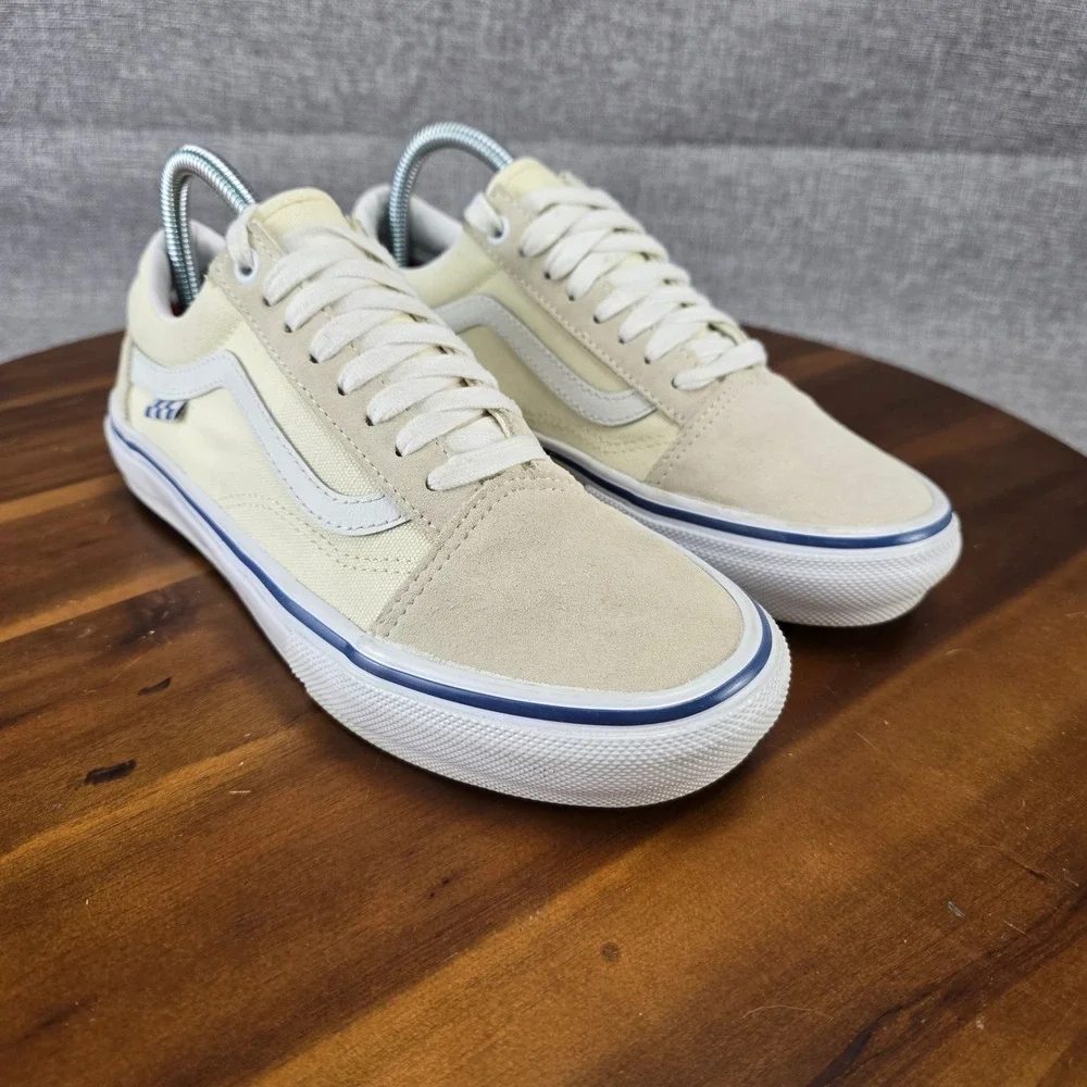 Vans Skate Old Skool‎ Off White Cream Suede Canvas PopCush Mens 6.5 Sneakers